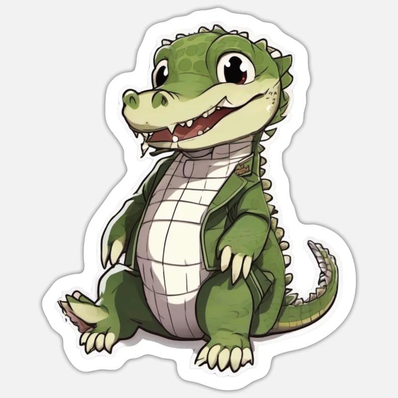 crocodile bébé crocodile - Sticker taille S (10 x 10 cm) - blanc mat