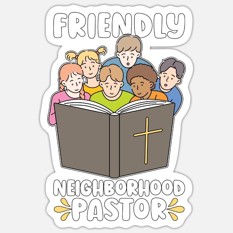 Clergé Quartier Amical Pasteur Christianisme - Sticker taille S (10 x 10 cm) - blanc mat