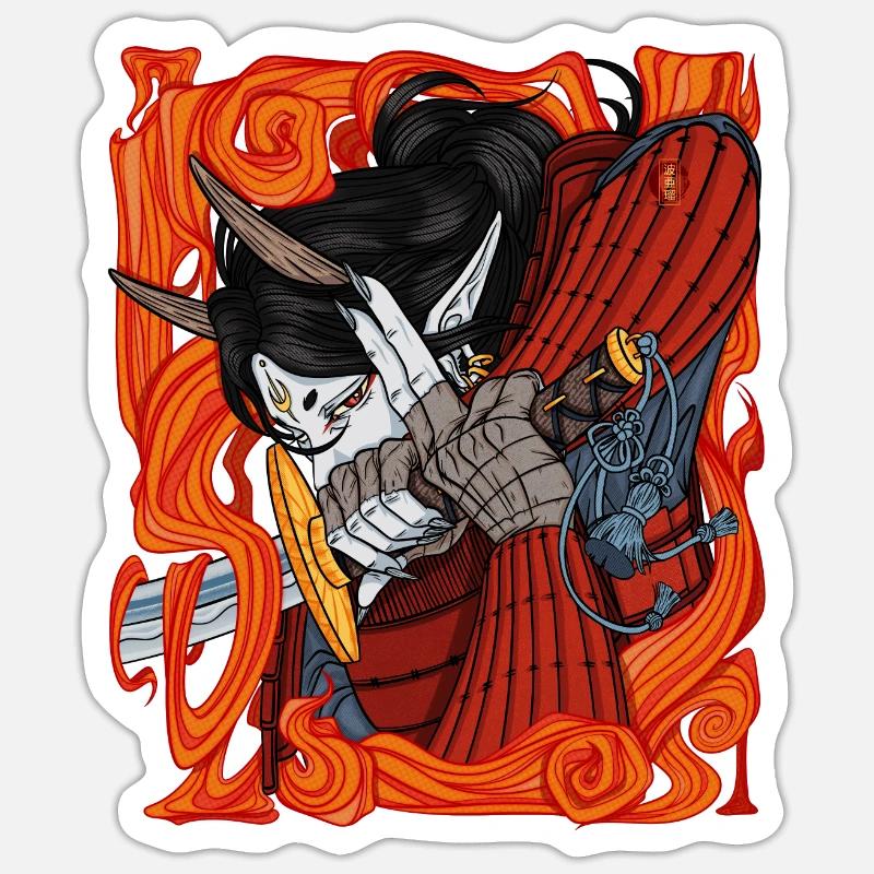 Samurai Demon Warrior Sticker size S (10 x 10 cm)