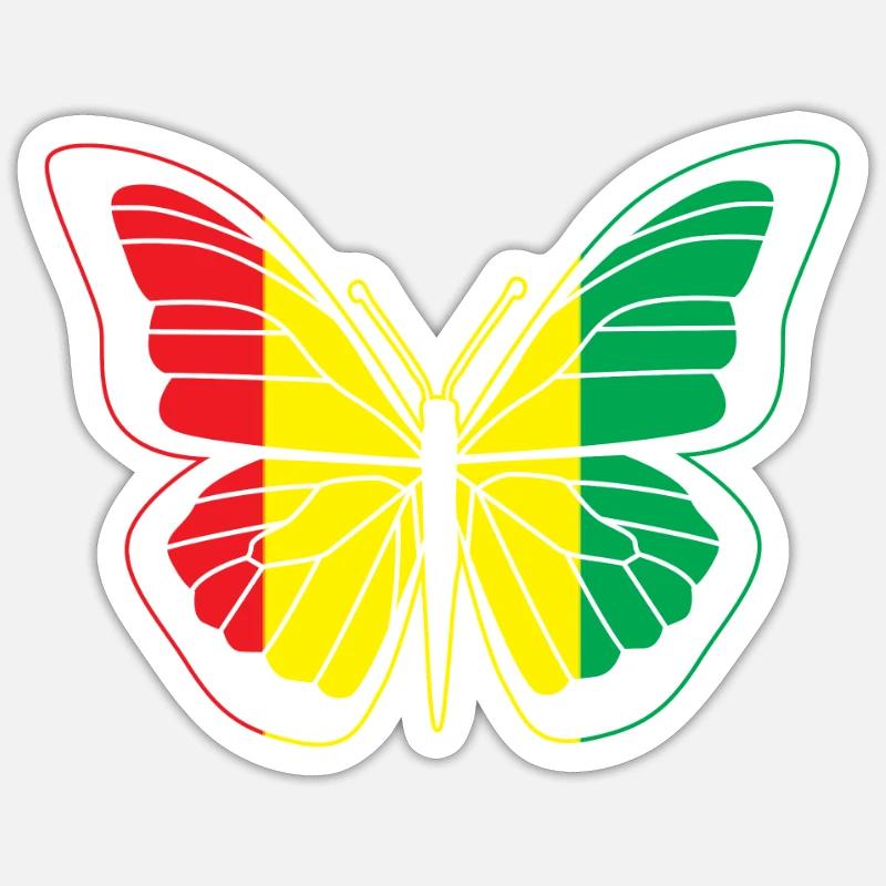 Drapeau de la Guinée - Sticker taille S (10 x 10 cm) - blanc mat