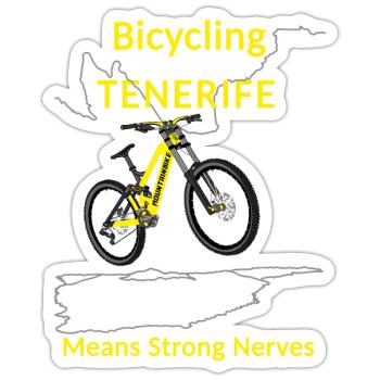 Mountain biking Cycling Tenerife Strong nerves - Sticker size S (10 x 10 cm) - white matte - Front