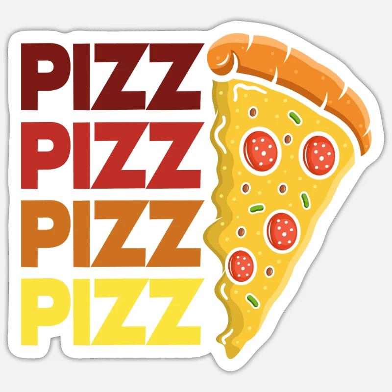 Pizza Pizza Pizza - Sticker taille S (10 x 10 cm) - blanc mat