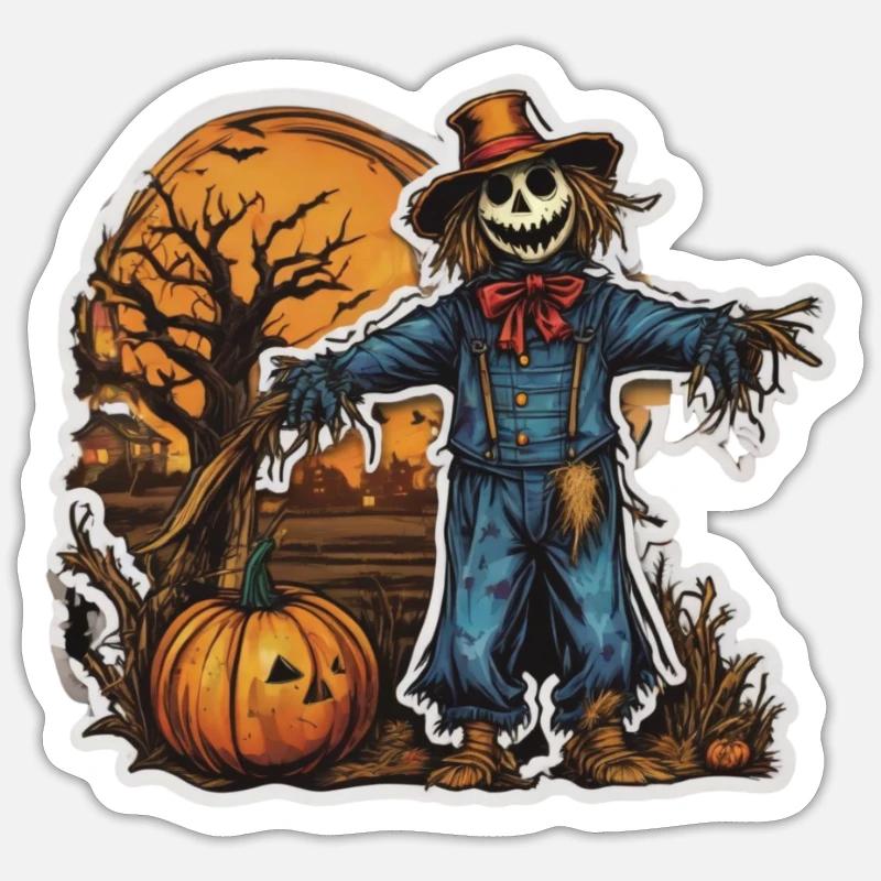 Vogelscheuche Halloween Vogelscheuchen Kostüm - Sticker Größe S (10 x 10 cm) - Mattweiß