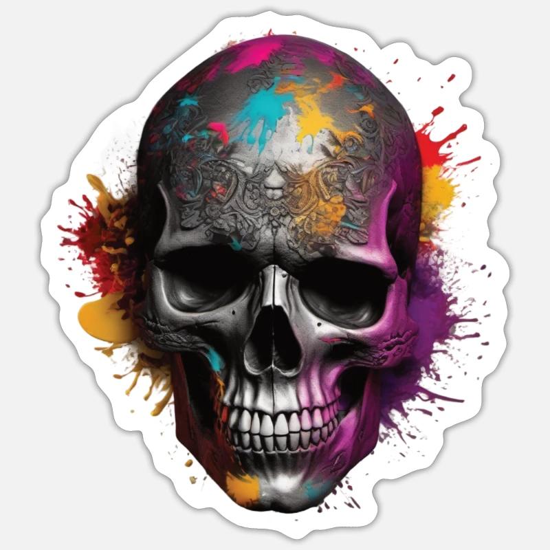 Skulls Skull Skull Skull Bones - Sticker size S (10 x 10 cm) - white matte