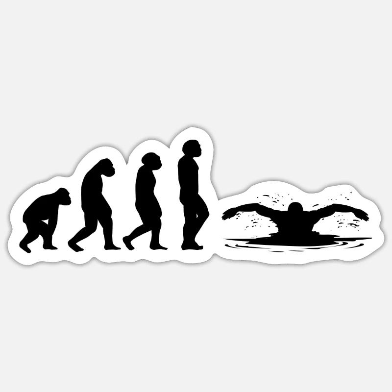 Schwimmer schwimmen Evolution Schwimm Sticker Größe S (10 x 10 cm)