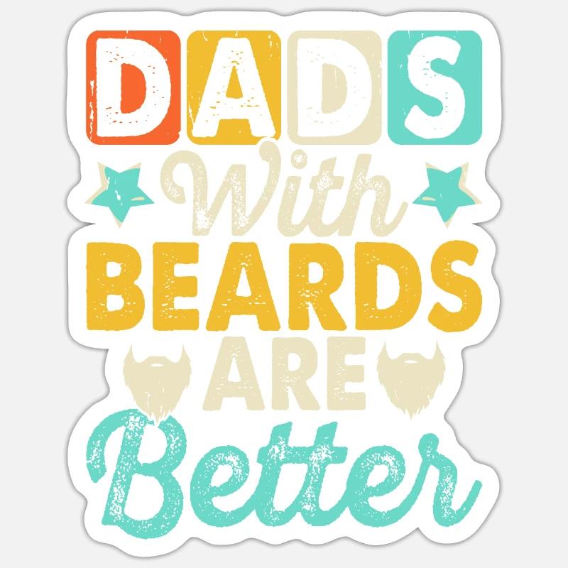 Papa avec une barbe - Sticker taille S (10 x 10 cm) - blanc mat