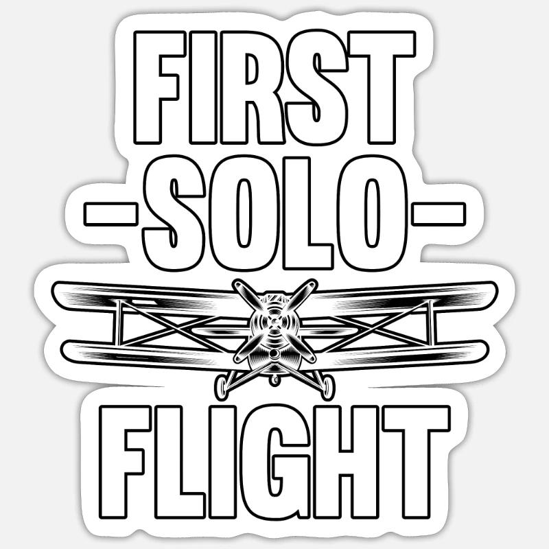 First Solo Flight Airplane for Student Pilot Sticker size S (10 x 10 cm)