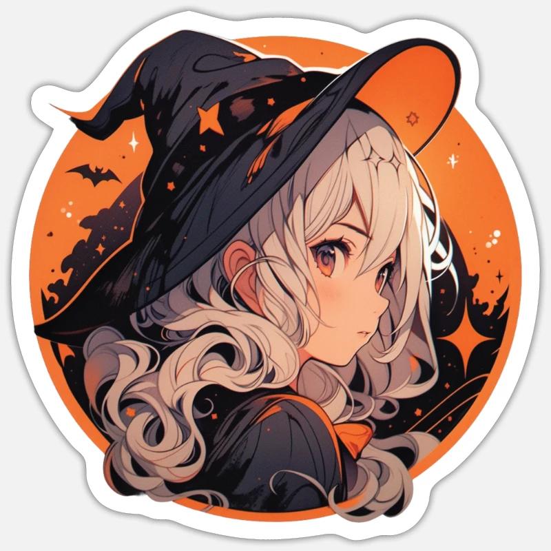 Witch Witch Witch Halloween Witch Outfit - Sticker size S (10 x 10 cm) - white matte