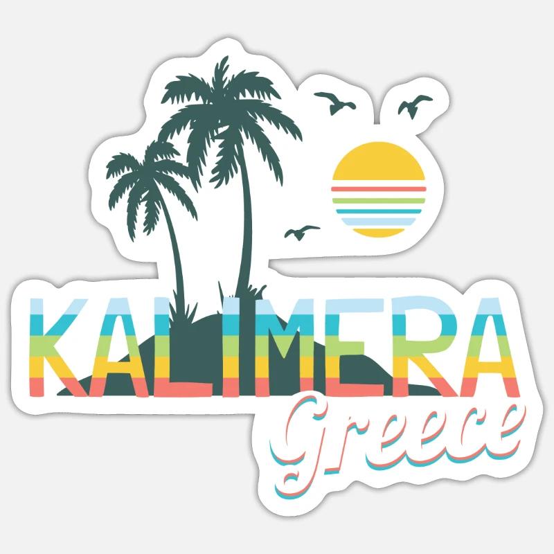 Kalimera, Grèce, Grèce - Sticker taille S (10 x 10 cm) - blanc mat