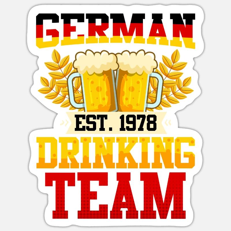 German Drinking Team Biertrinker Deutschland - Sticker Größe S (10 x 10 cm) - Mattweiß