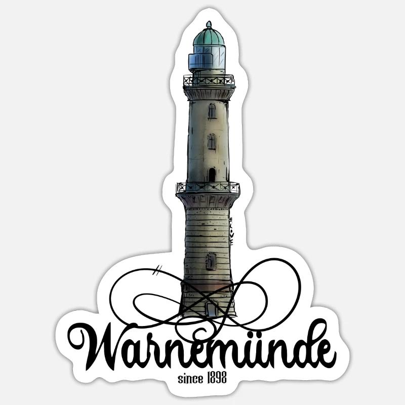 Warnemünde Leuchtturm Sticker Größe S (10 x 10 cm)