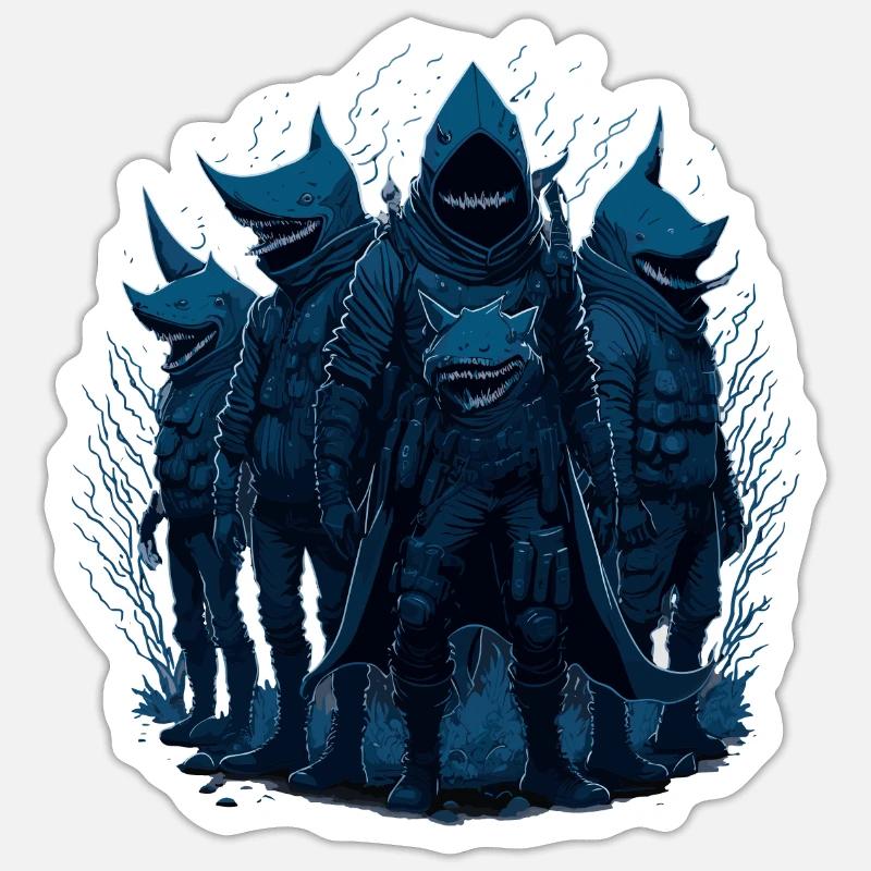 Équipage de requins - Sticker taille S (10 x 10 cm) - blanc mat