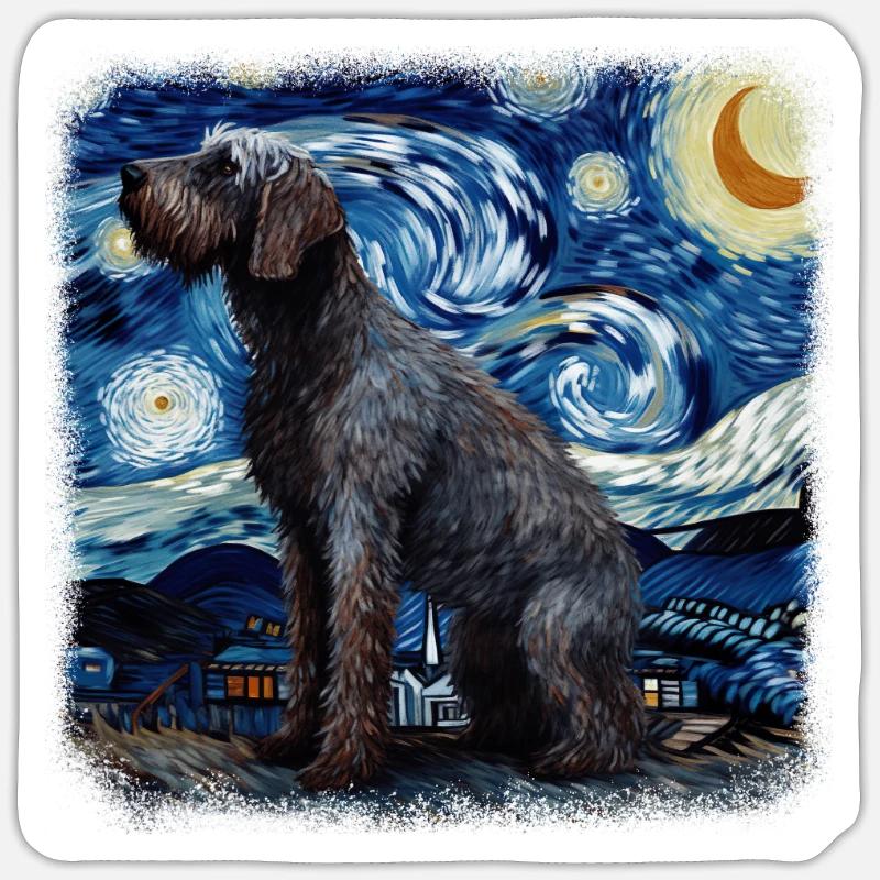 German Wirehaired Pointer Van gogh starry night Sticker size S (10 x 10 cm)