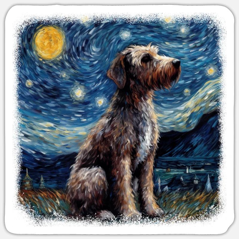 German Wirehaired Pointer Van gogh starry night Sticker size S (10 x 10 cm)