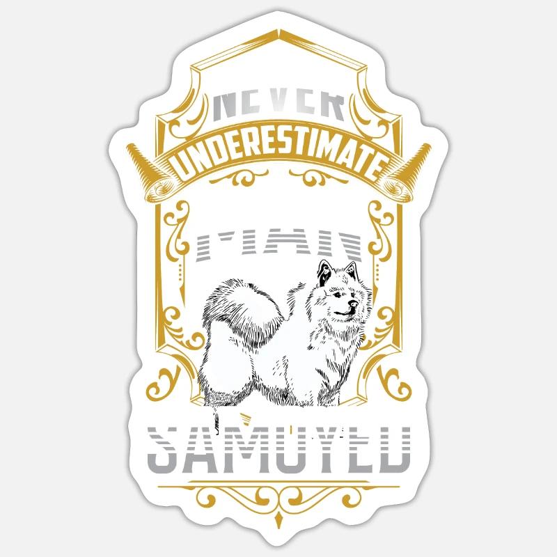 Mann mit Samojede Samojedenspitz - Sticker Größe S (10 x 10 cm) - Mattweiß