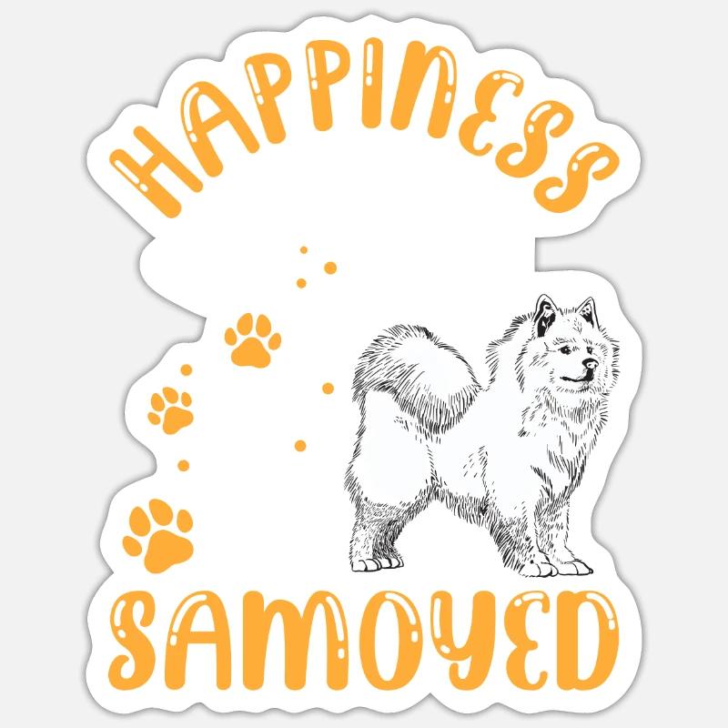 Samoyède me rend heureux Samoyède Spitz - Sticker taille S (10 x 10 cm) - blanc mat