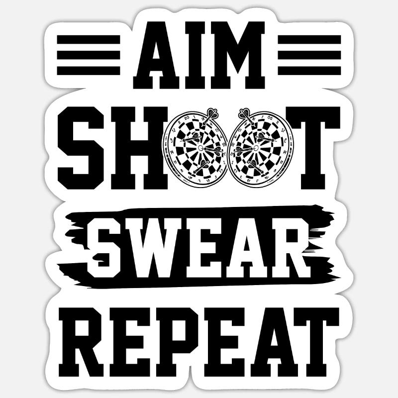 dart shoot swear repeat - Sticker size S (10 x 10 cm) - white matte