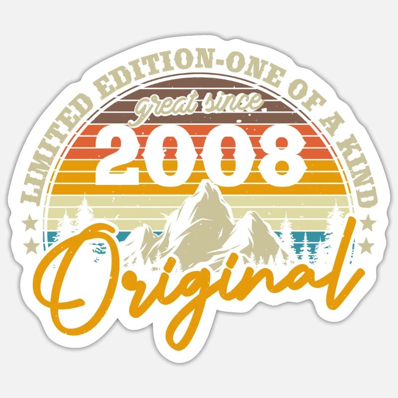 Retro Birthday Gift 2008 Sticker size S (10 x 10 cm)