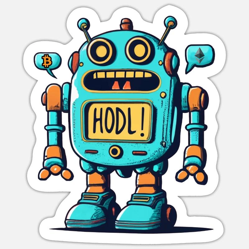 Bitcoin robot - Sticker size S (10 x 10 cm) - white matte