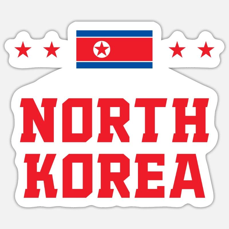Corée du Nord - Sticker taille S (10 x 10 cm) - blanc mat