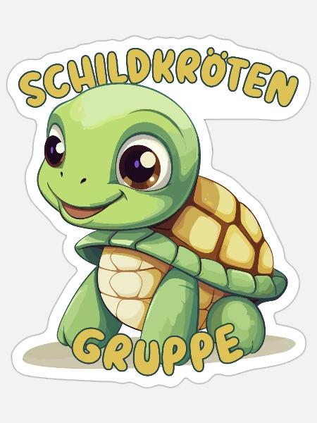 Süßes Schildkrötengruppe Kindergarten Gruppentier - Sticker Größe S (10 x 10 cm) - Mattweiß