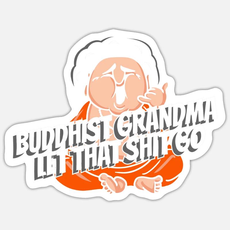 Bouddha bouddhiste drôle - Sticker taille S (10 x 10 cm) - blanc mat