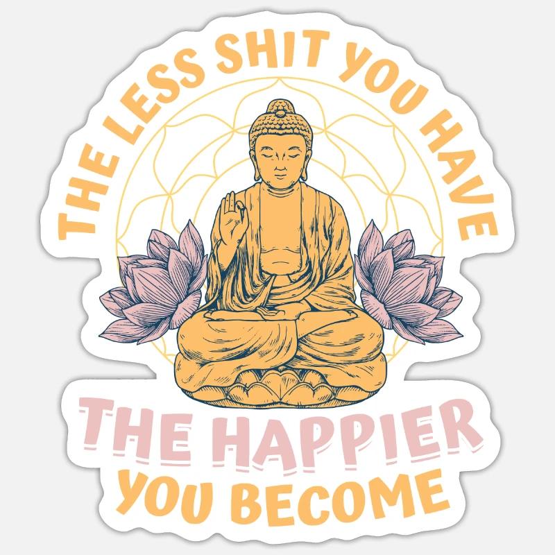 Bouddha bouddhiste drôle - Sticker taille S (10 x 10 cm) - blanc mat