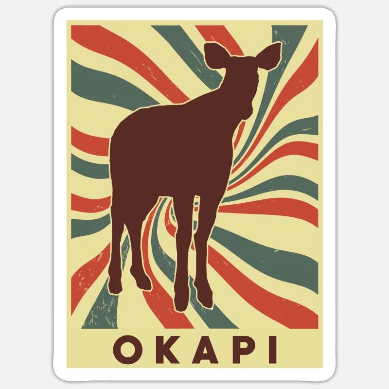 Okapi Retro Vintage Sticker size S (10 x 10 cm)