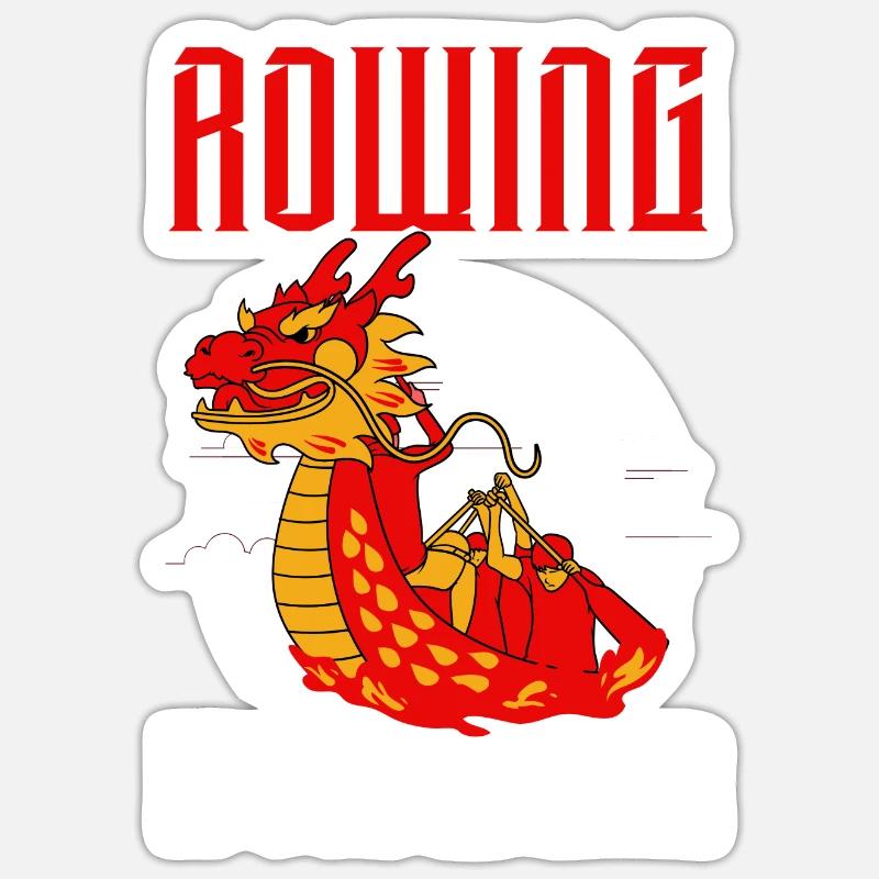 Lustiges Drachenboot-Rennpaddel - Sticker Größe S (10 x 10 cm) - Mattweiß