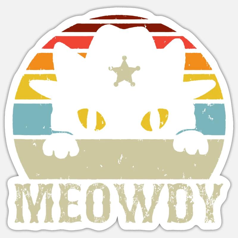 Meowdy Cat Meme - Sticker size S (10 x 10 cm) - white matte