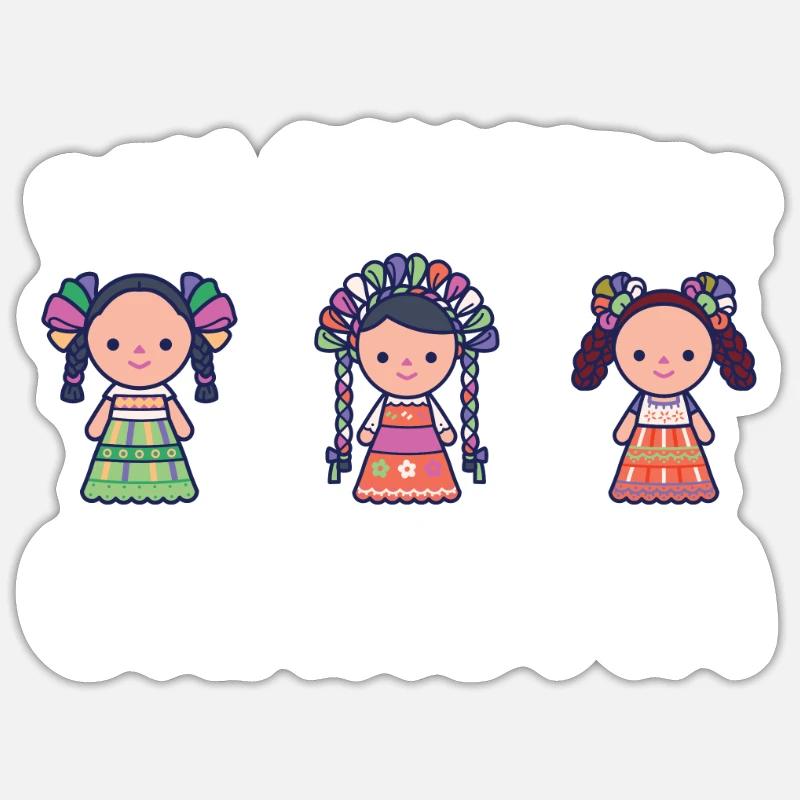 Grand-mère collectionneuse de poupées - Sticker taille S (10 x 10 cm) - blanc mat