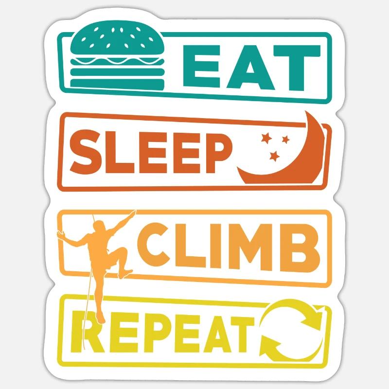 Manger Dormir Grimper Répéter - Sticker taille S (10 x 10 cm) - blanc mat