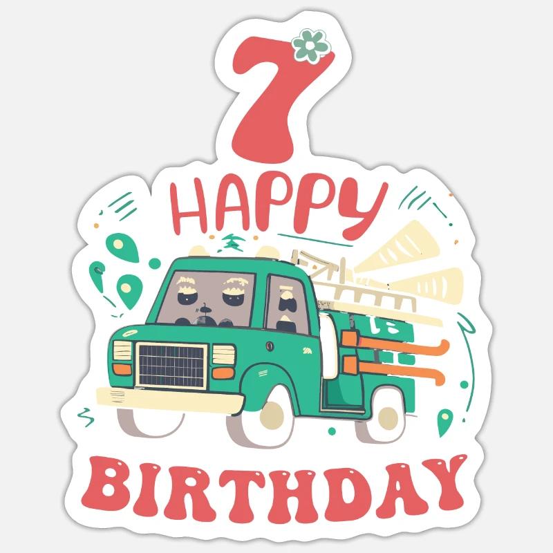 7e anniversaire Garçons - Sticker taille S (10 x 10 cm) - blanc mat