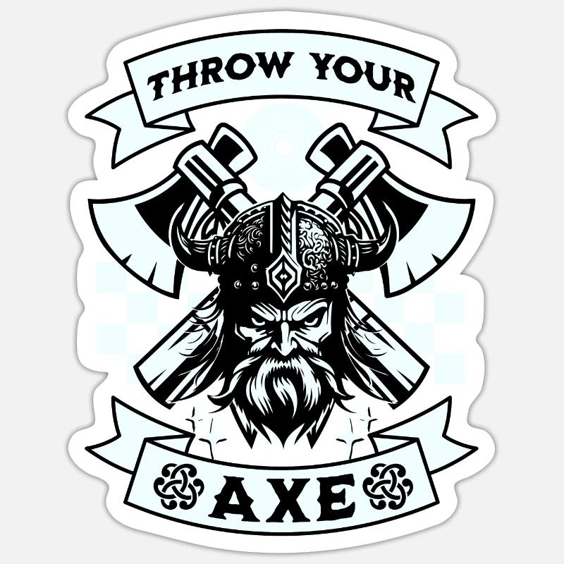 Axt Werfen Wikinger - Sticker Größe S (10 x 10 cm) - Mattweiß