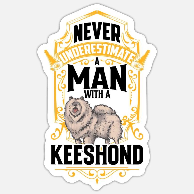 Mann mit Wolfsspitz Deutscher Spitz Sticker Größe S (10 x 10 cm)