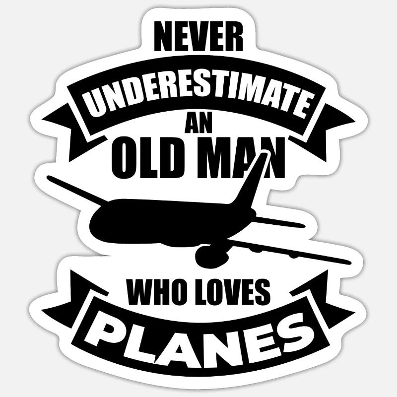 Avion Papi - Sticker taille S (10 x 10 cm) - blanc mat