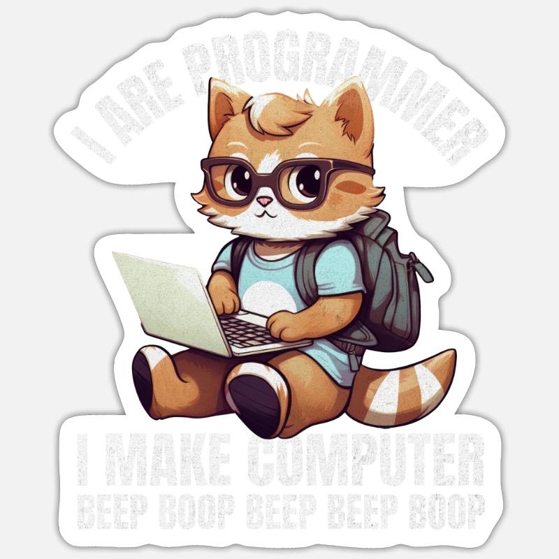 Ich bin Programmierer. Ich mache Computer Beep - Sticker størrelse S (10 x 10 cm) - mat hvid