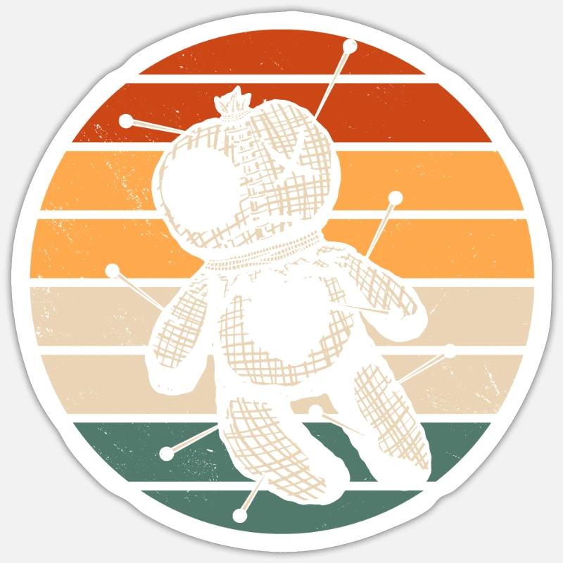 Retro Voodoo Doll Design - Sticker taille S (10 x 10 cm) - blanc mat