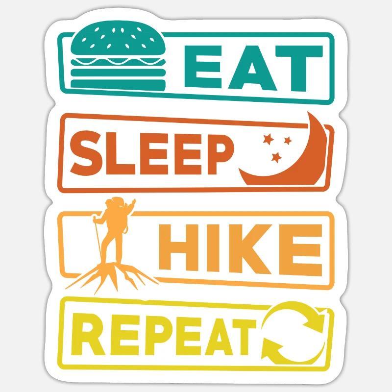 Eating, sleeping, hiking, repeating - Sticker size S (10 x 10 cm) - white matte