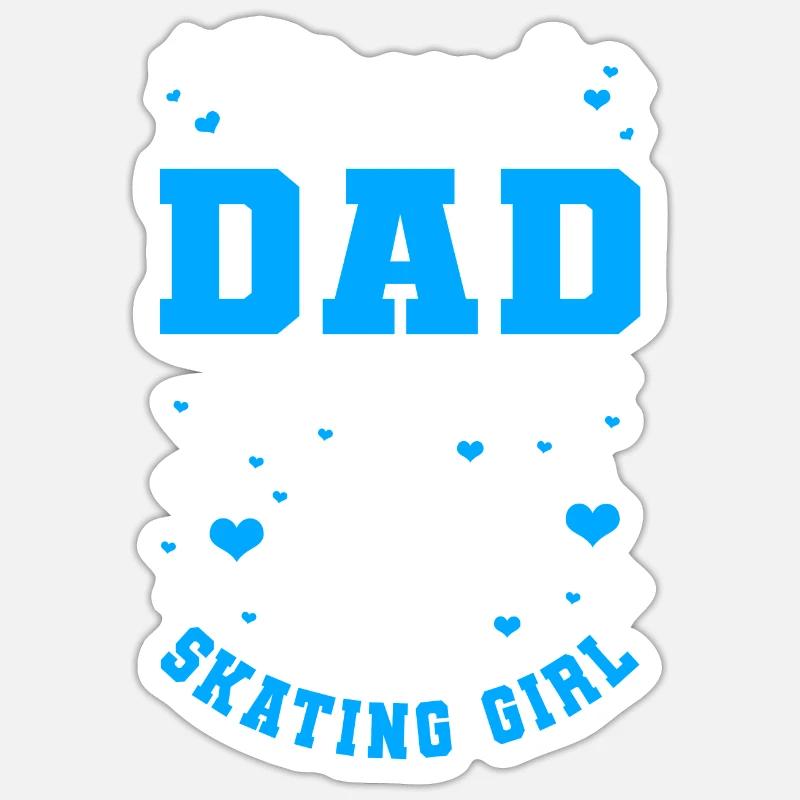Stolzer Vater Eislaufenden Mädchen - Sticker Größe S (10 x 10 cm) - Mattweiß