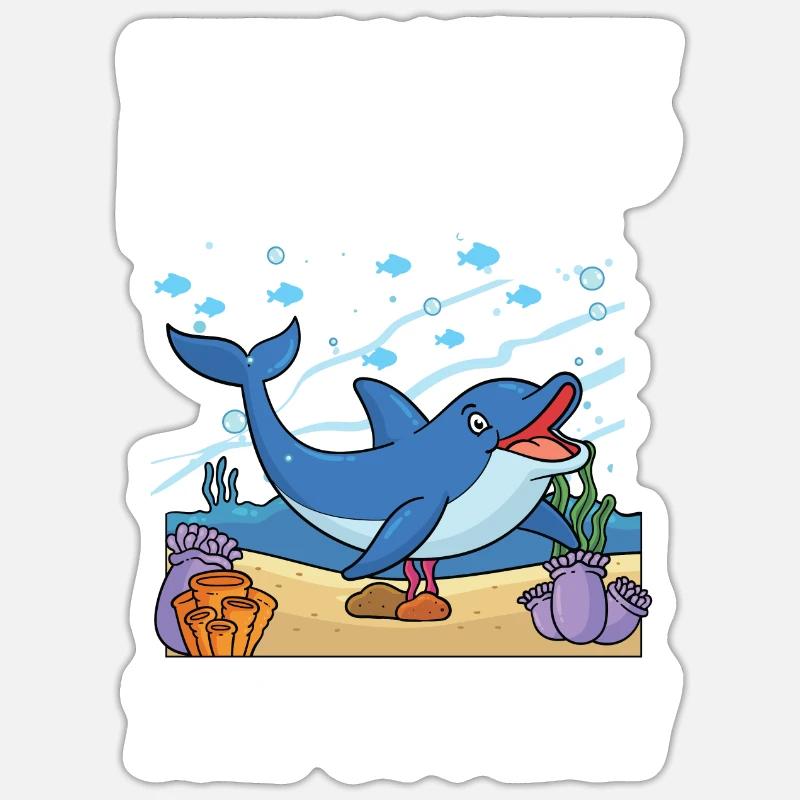Where Do Dophins Work The Offish - Sticker Größe S (10 x 10 cm) - Mattweiß