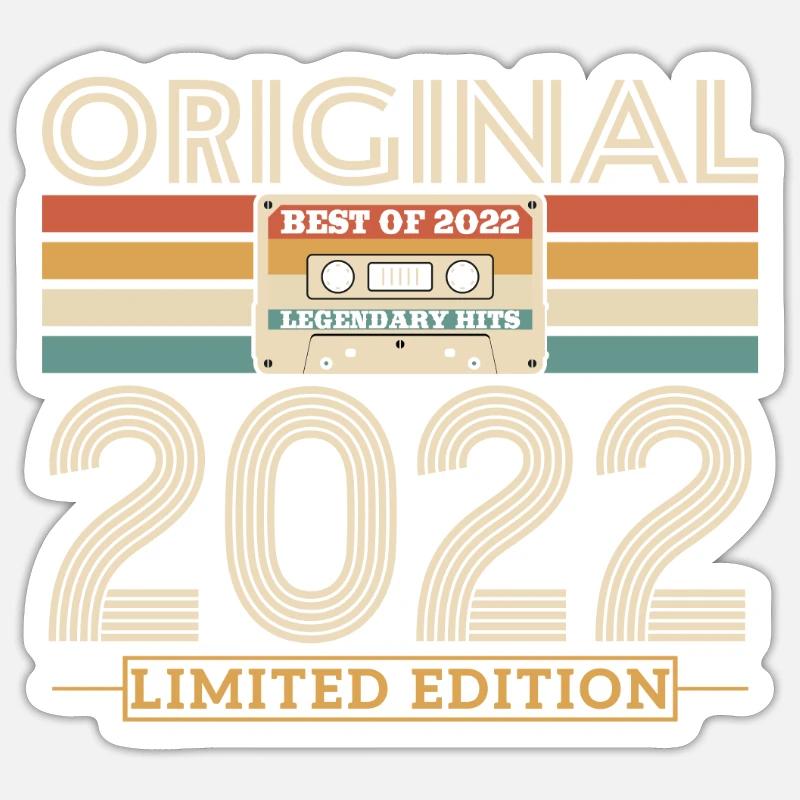 Cadeau nostalgique, millésime 2022 - Sticker taille S (10 x 10 cm) - blanc mat
