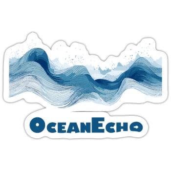 Motif de vague de style ligne - OceanEcho - Sticker taille S (10 x 10 cm) - blanc mat - Devant