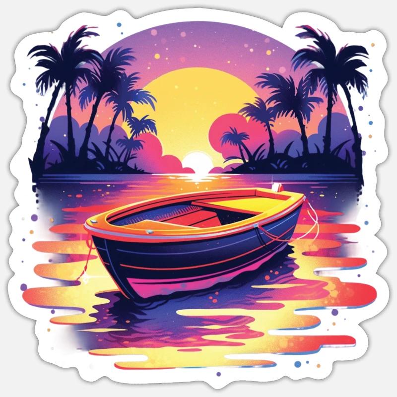 Bateau - Sticker taille S (10 x 10 cm) - blanc mat