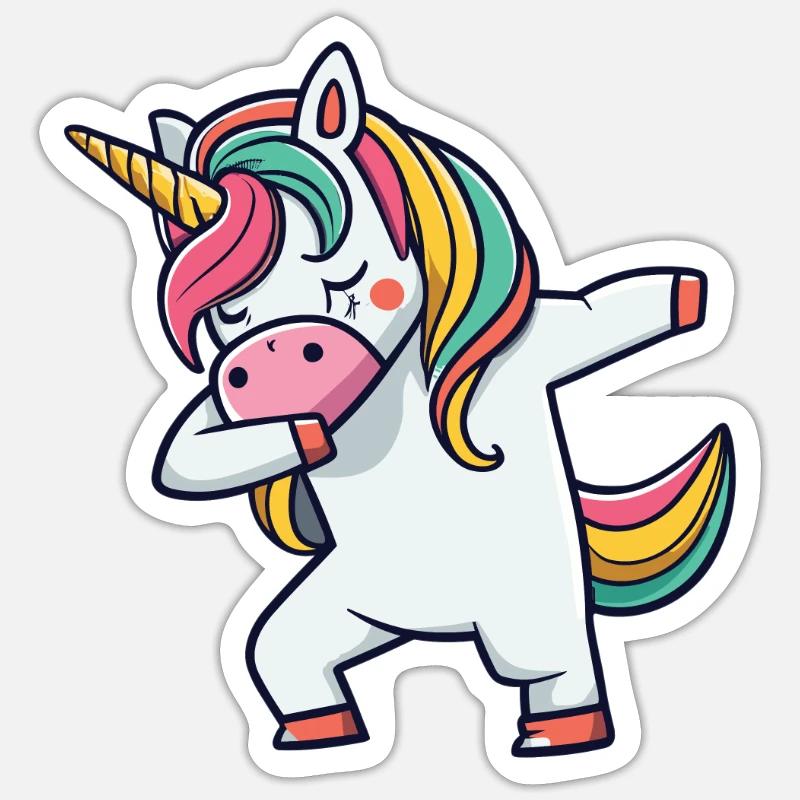 Dab Dabbing Licorne Dabbing Danse de la licorne - Sticker taille S (10 x 10 cm) - blanc mat
