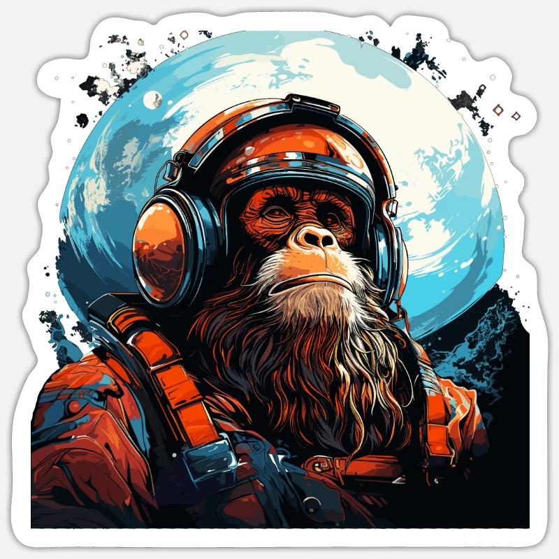 Outer Space Ape - Affe in die Galaxie Space Monkey Sticker Größe S (10 x 10 cm)