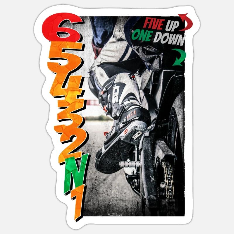 Motorcycle pattern - five up, one down Sticker size S (10 x 10 cm)