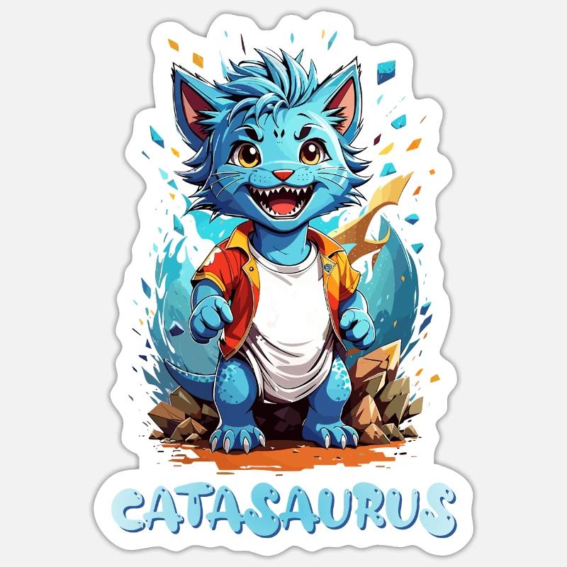 Catasaurus cat dinosaur chibi Sticker size S (10 x 10 cm)