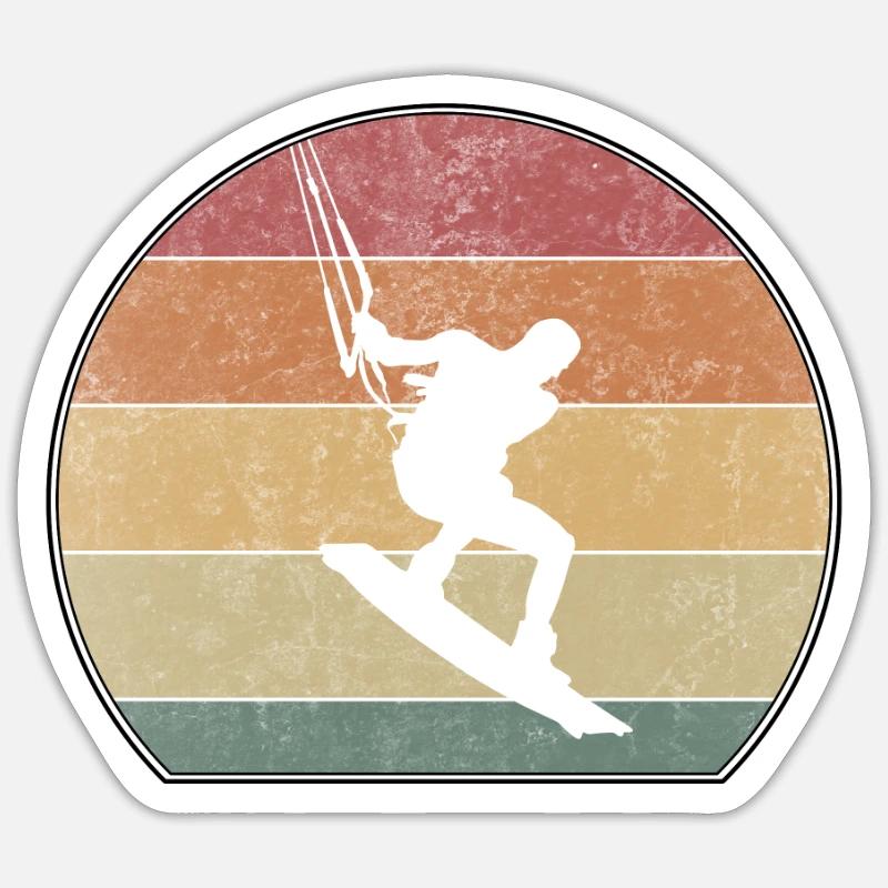 Kitesurf rétro Sunset Kitesurf - Sticker taille S (10 x 10 cm) - blanc mat
