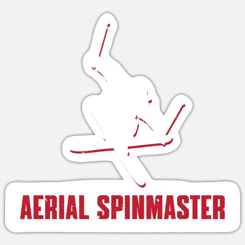 Ski acrobatique Spinmaster aérien - Sticker taille S (10 x 10 cm) - blanc mat